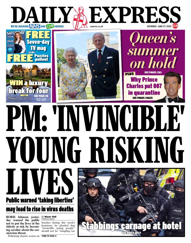 Daily Express Front Page 27th of June 2020 Tomorrow's Papers Today!