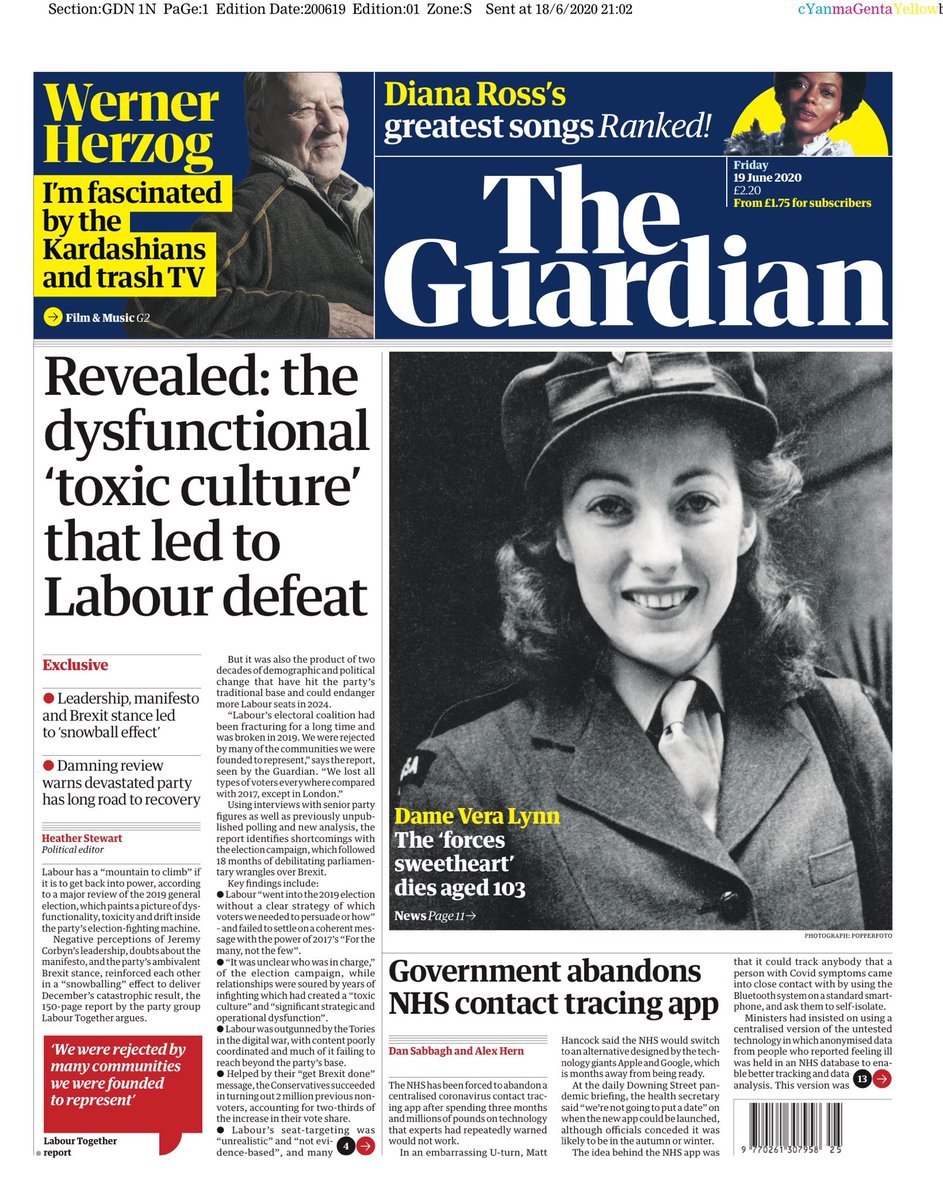 Guardian Front Page 19th of June 2020 - Tomorrow's Papers Today!