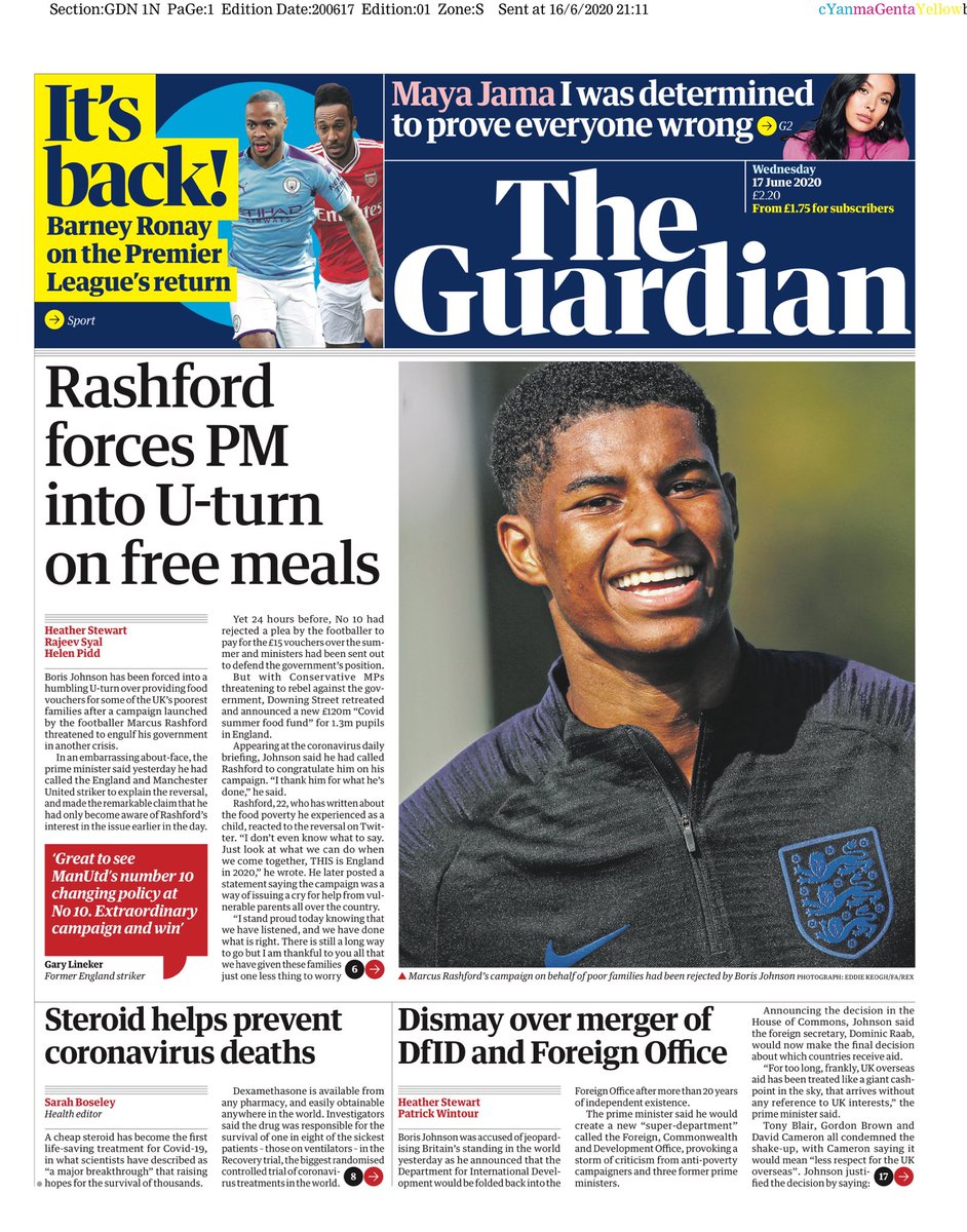 Guardian Front Page 17th of June 2020 - Tomorrow's Papers Today!
