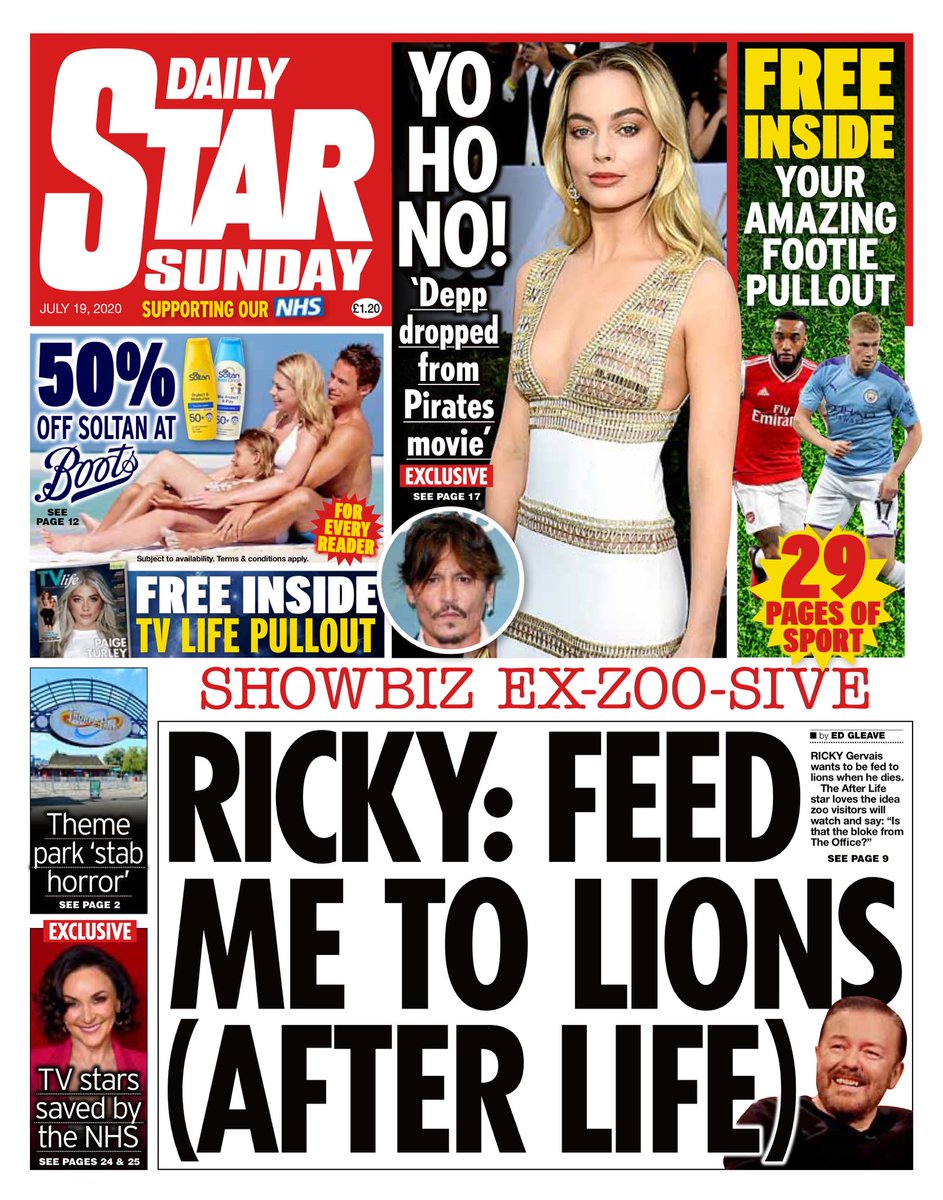 Daily Star Sunday Front Page 19th of July 2020 Tomorrow's Papers Today!
