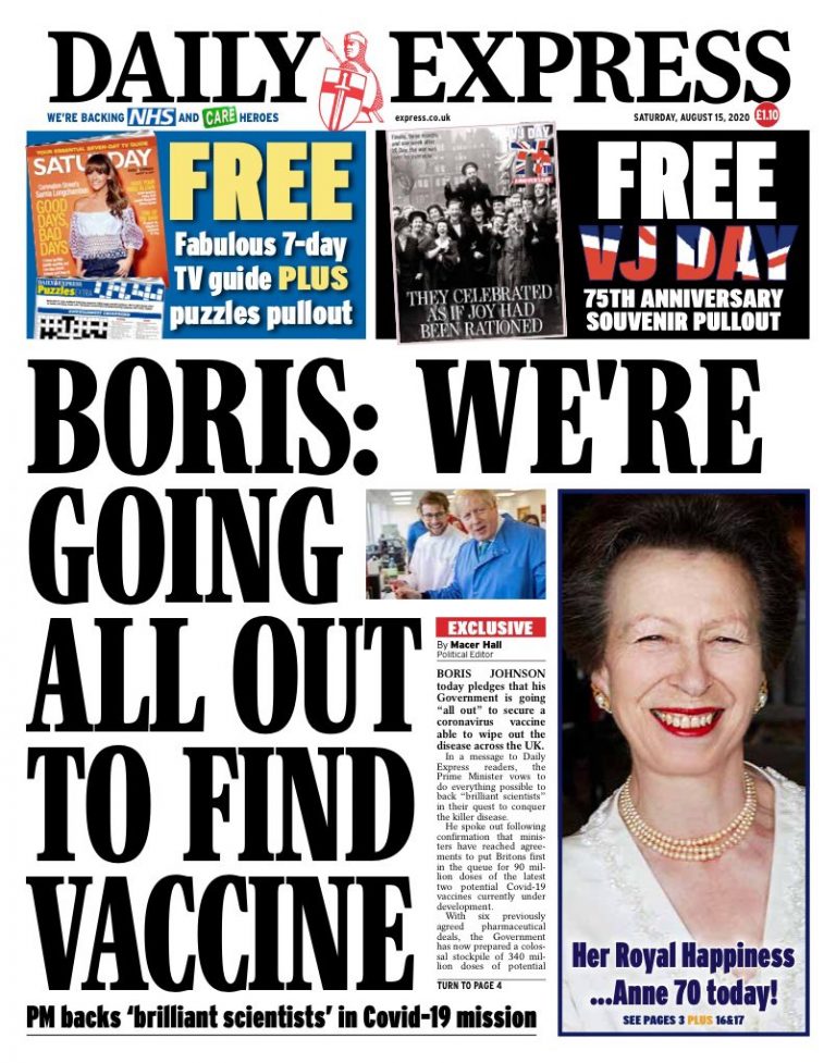Front Pages 15th of August 2020 Tomorrow's Papers Today!