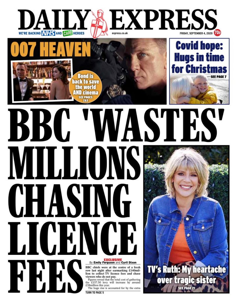 Daily Express Front Page 4th of September 2020 Tomorrow's Papers Today!