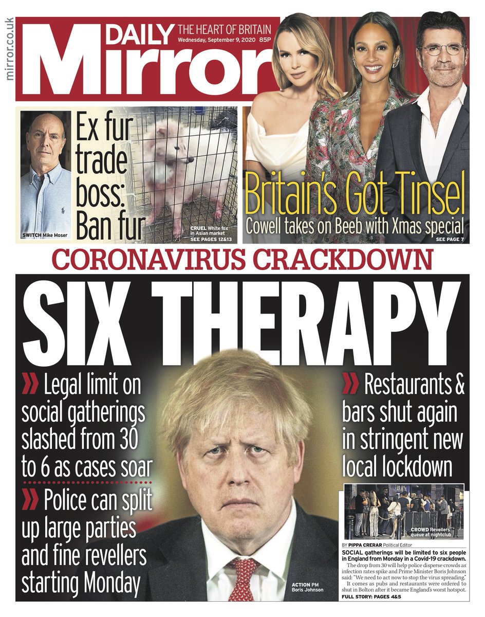 Daily Mirror Front Page 9th of September 2020 - Tomorrow\u0026#39;s Papers Today!