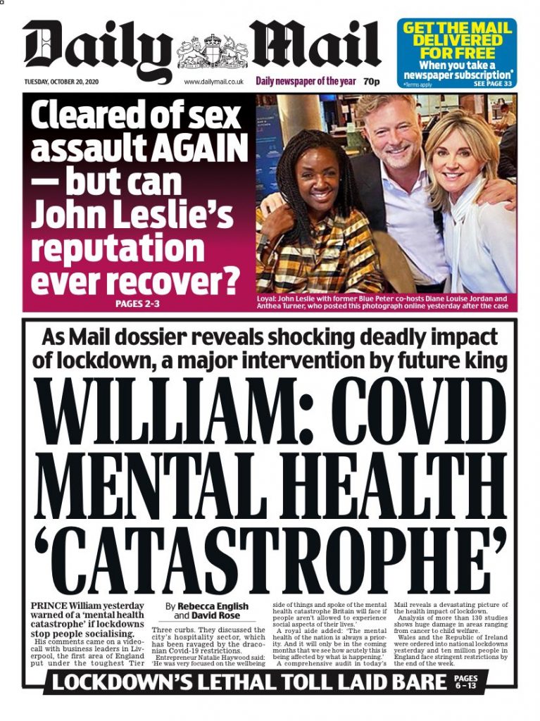 Daily Mail Front Page 20th of October 2020 Tomorrow's Papers Today!