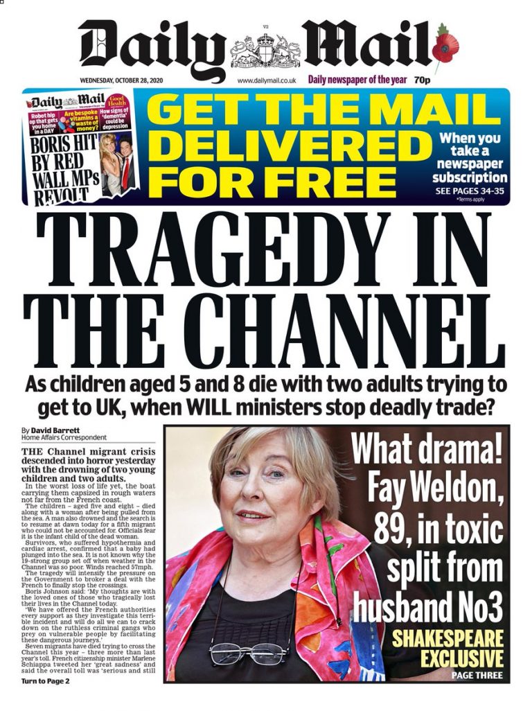 Daily Mail Front Page 28th of October 2020 Tomorrow's Papers Today!