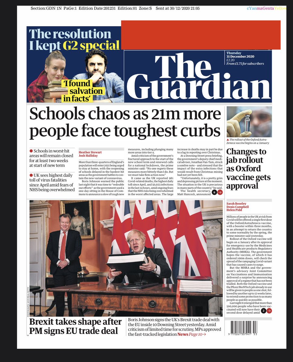 Guardian Front Page 31st of December 2020 - Tomorrow's ...
