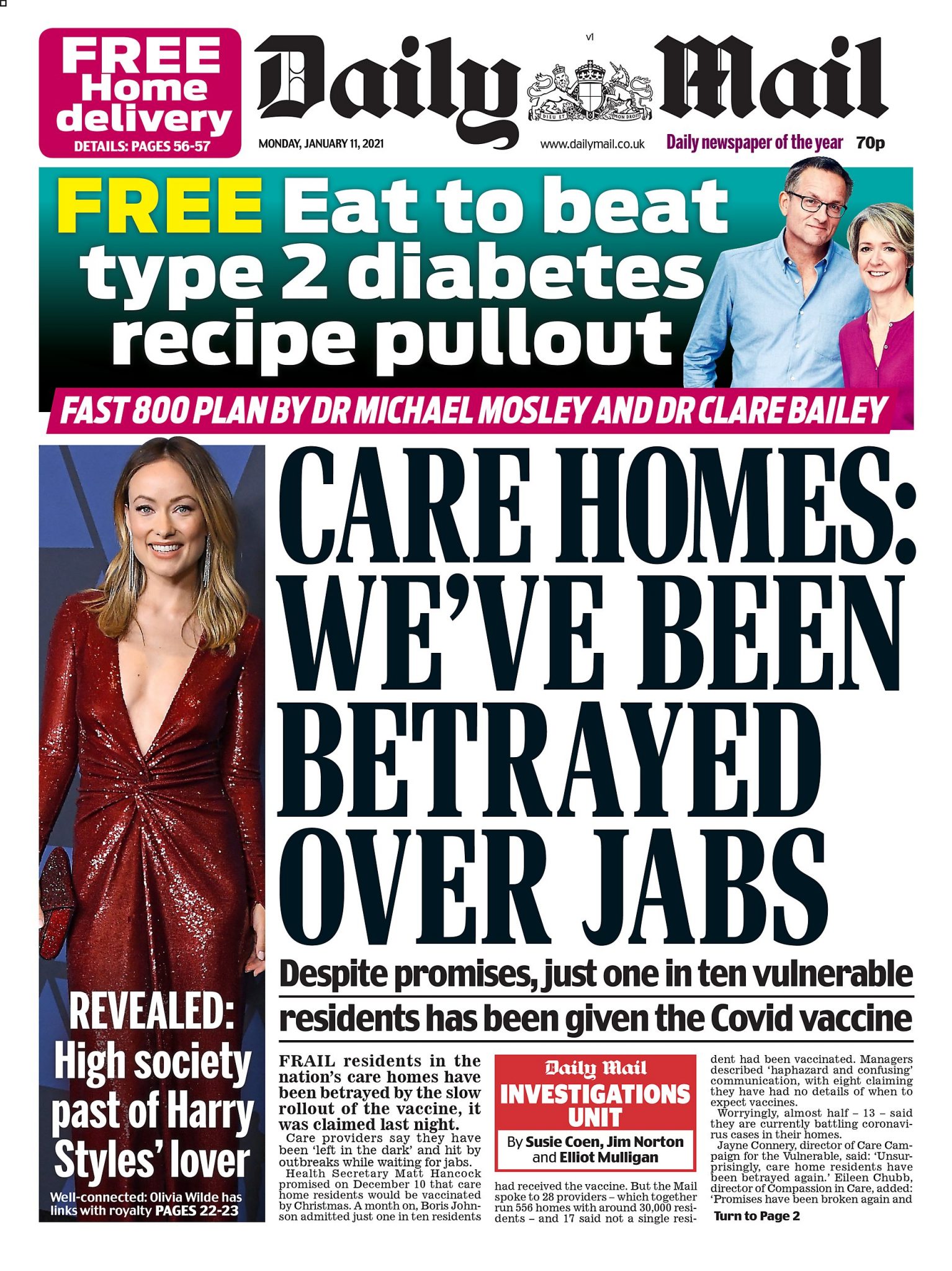 Daily Mail Front Page 11th of January 2021 Tomorrow's Papers Today!