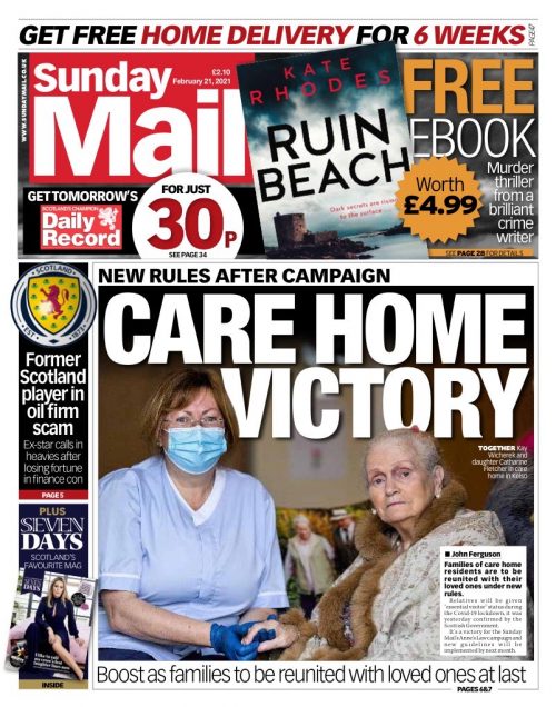 Sunday Mail Front Page 21st of February 2021 Tomorrow's Papers Today!