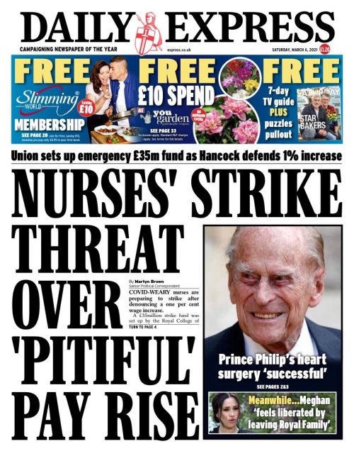 Daily Express Front Page 6th of March 2021 Tomorrow's Papers Today!