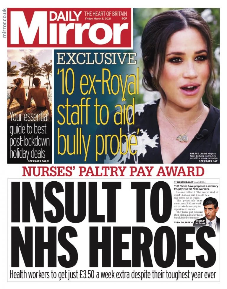 Daily Mirror Front Page 5th of March 2021 Tomorrow's Papers Today!