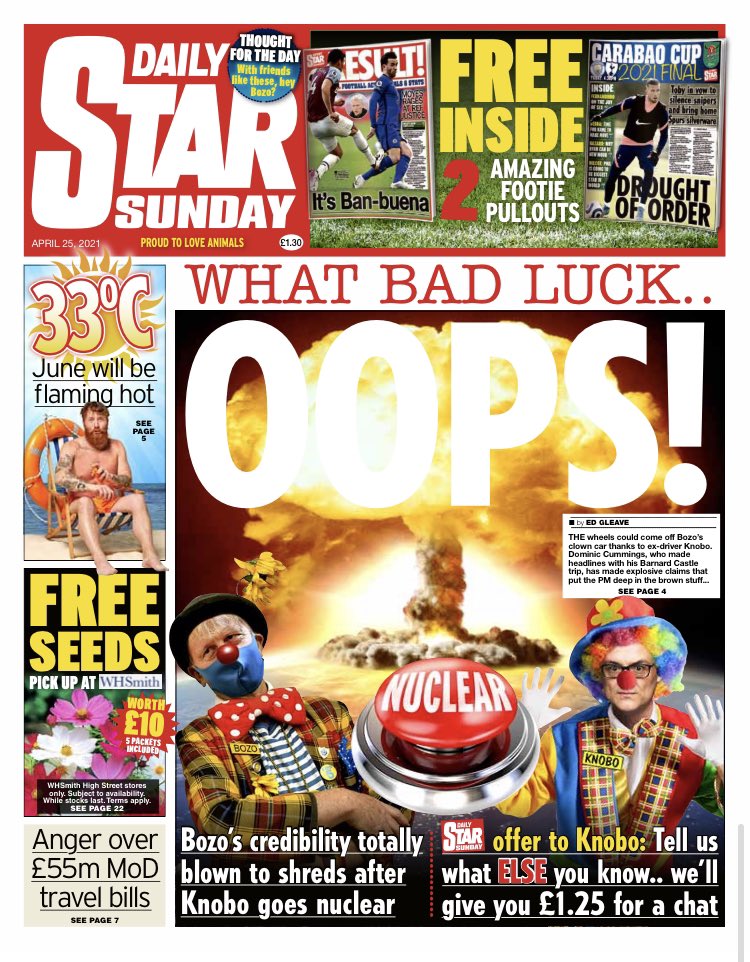 Daily Star Sunday Front Page 25th of April 2021 Tomorrow's Papers Today!