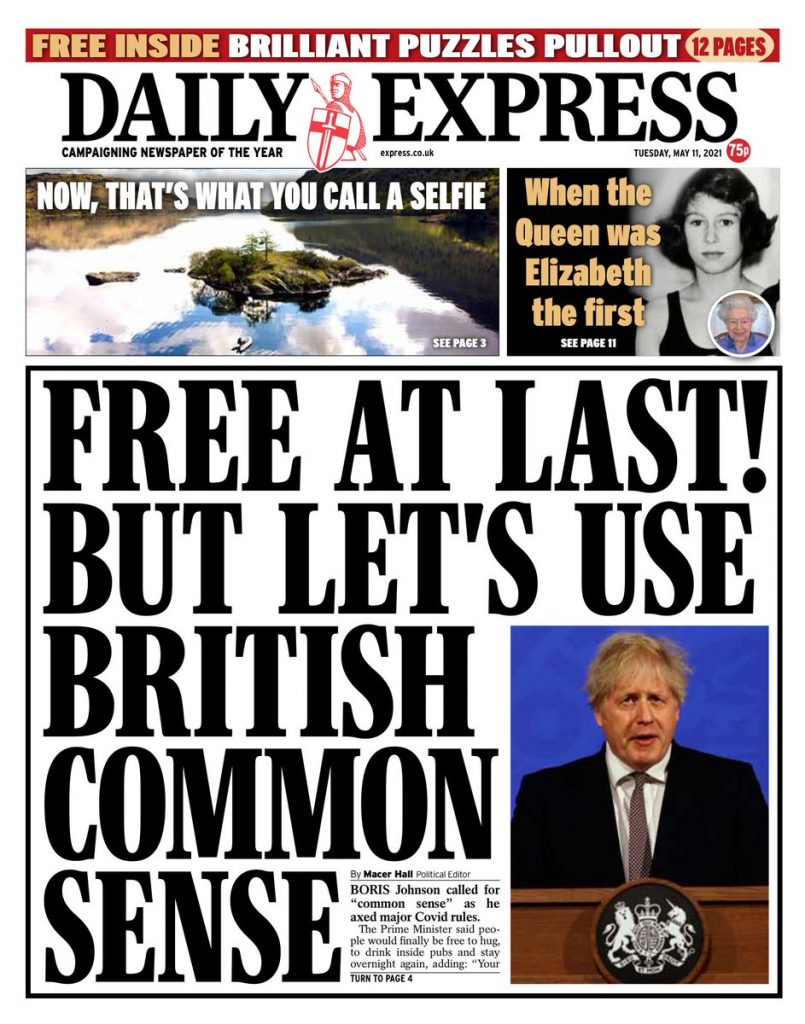 Daily Express Front Page 11th of May 2021 Tomorrow's Papers Today!