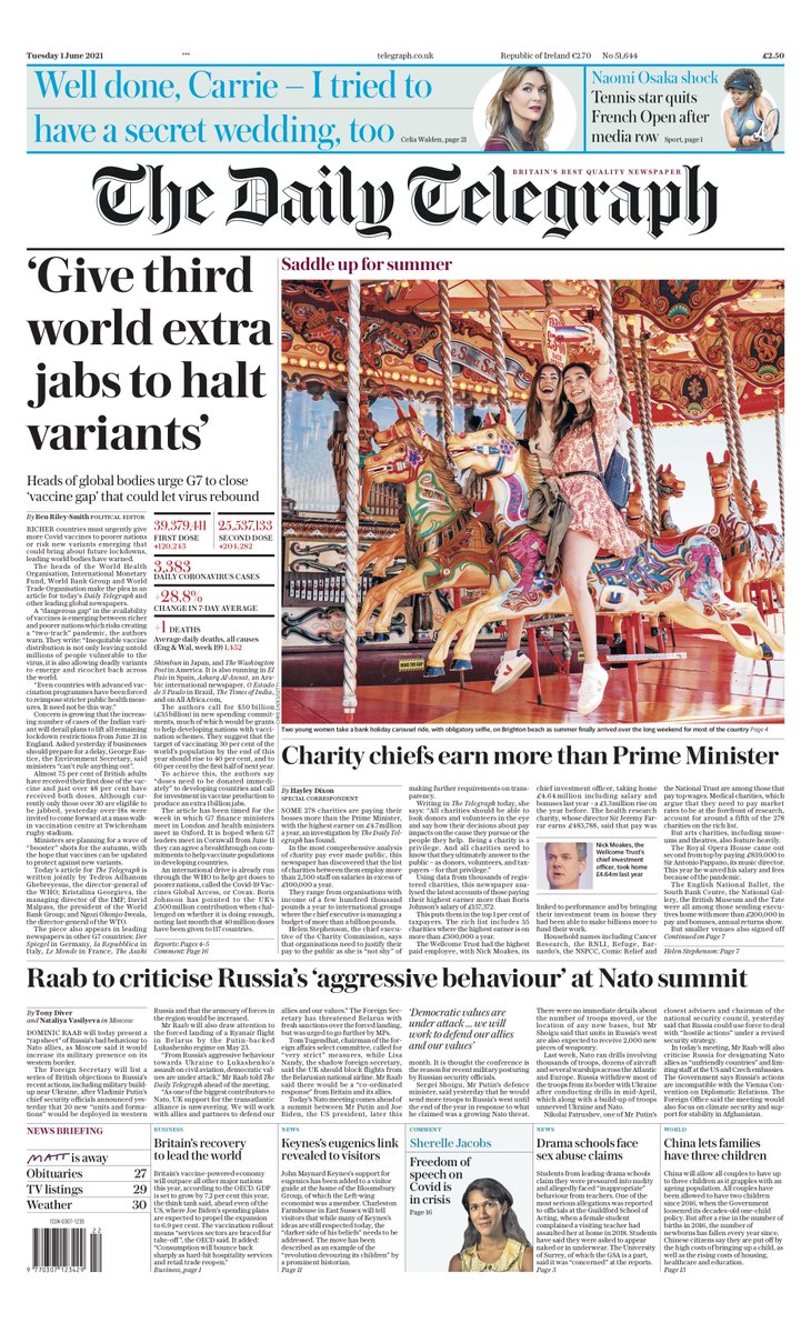 The Daily Telegraph (UK) Front Page for 23 Novemb…