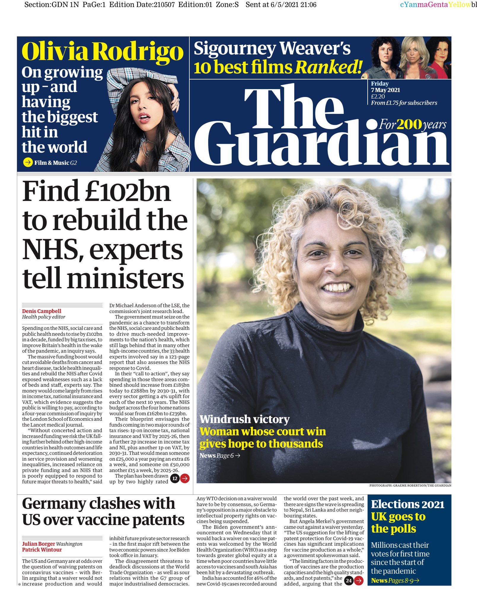 Guardian Front Page 10th of May 2021 - Tomorrow's Papers Today!
