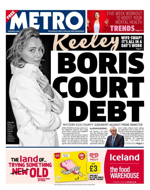 Metro Front Page 13th of May 2021 - Tomorrow's Papers Today!