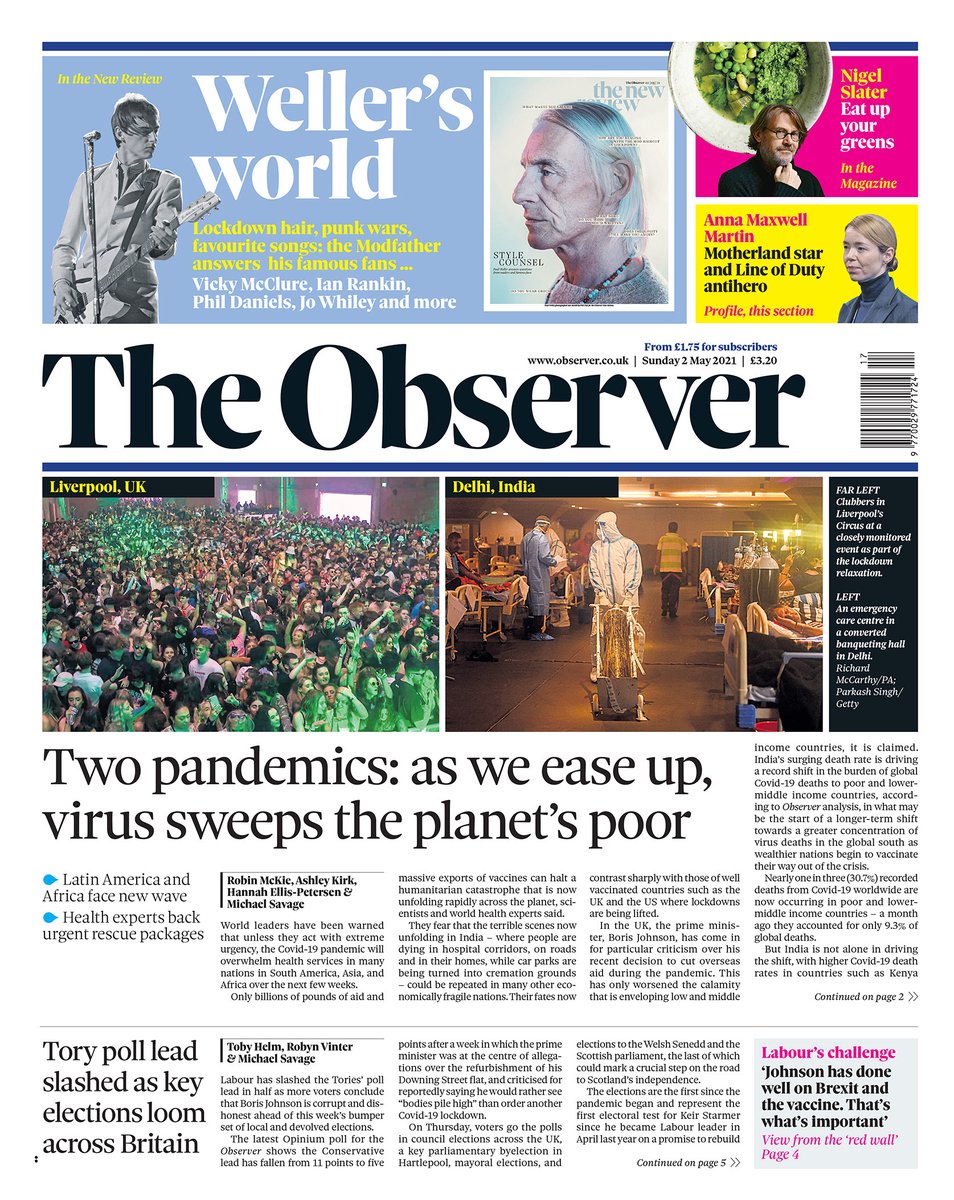 Observer Front Page 2nd Of May 21 Tomorrow S Papers Today