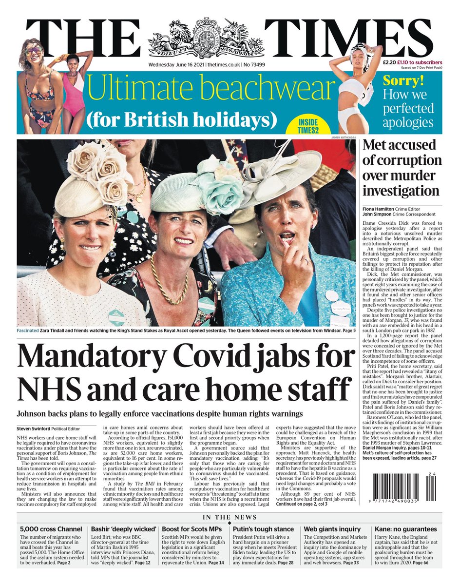 Times Front Page 16th Of June 21 Tomorrow S Papers Today