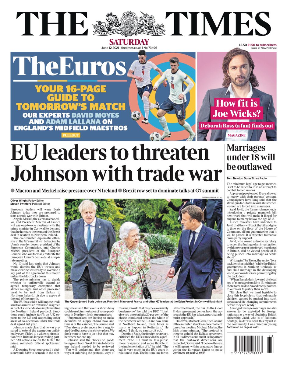 Times Front Page 12th Of June 21 Tomorrow S Papers Today