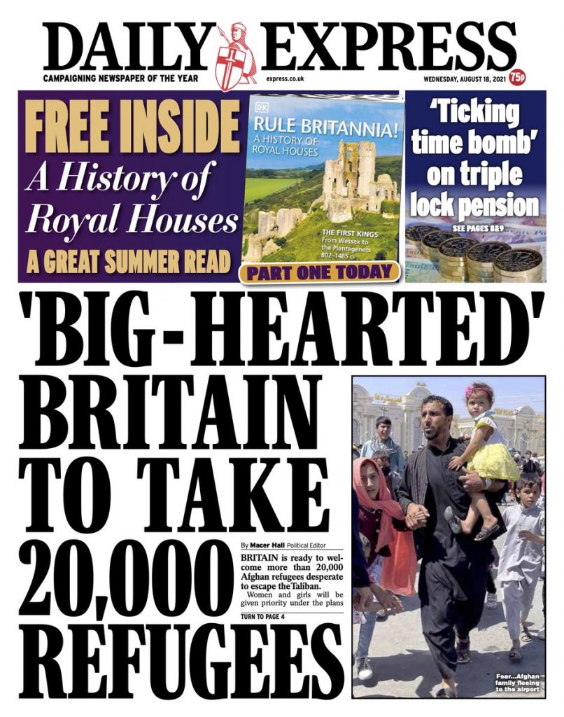 Daily Express Front Page 18th of August 2021 Tomorrow's Papers Today!