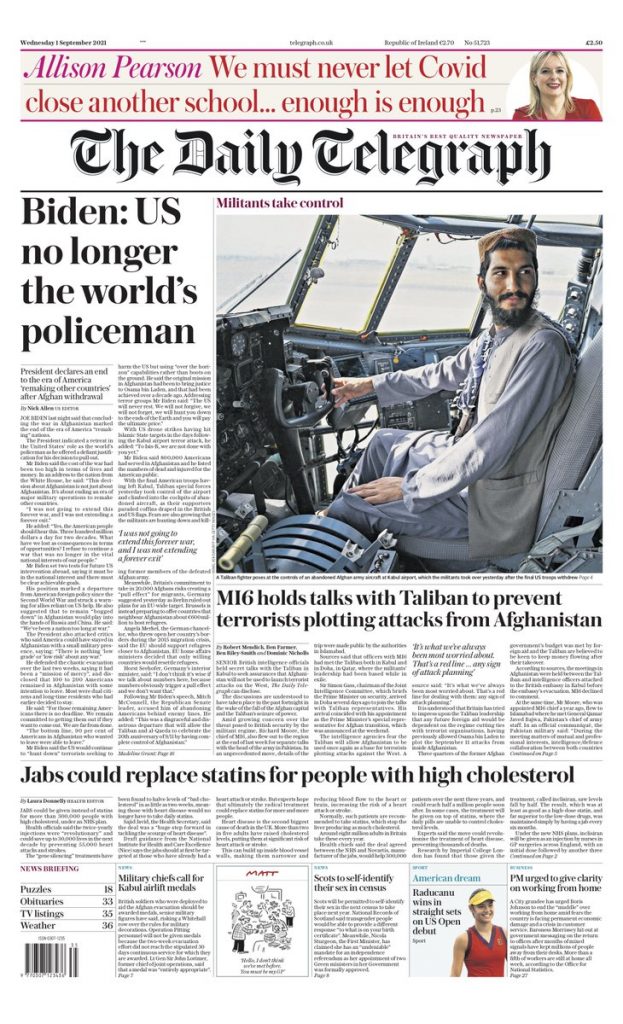 Daily Telegraph Front Page 30th of October 2020  Tomorrow s Papers Today 