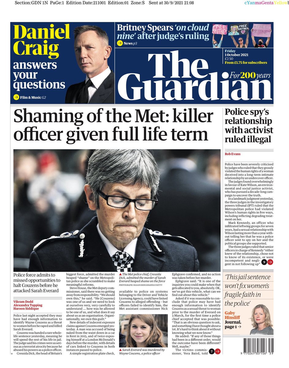 Guardian Front Page 1st of October 2021 - Tomorrow's Papers Today!