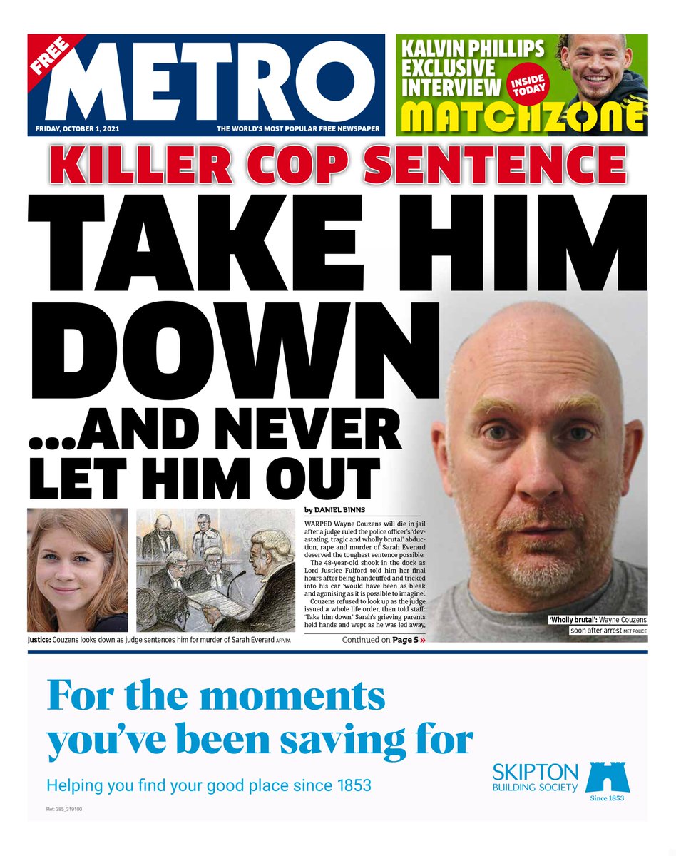 Metro Front Page 1st of October 2021 - Tomorrow's Papers Today!