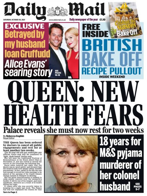 Daily Mail Front Page 30th of October 2021 - Tomorrow's Papers Today!