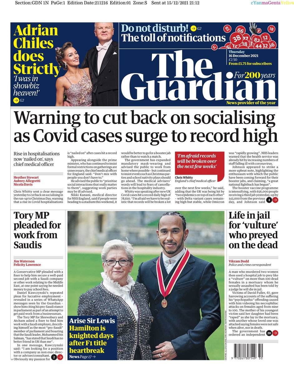 Guardian Front Page 16th of December 2021 - Tomorrow's Papers Today!