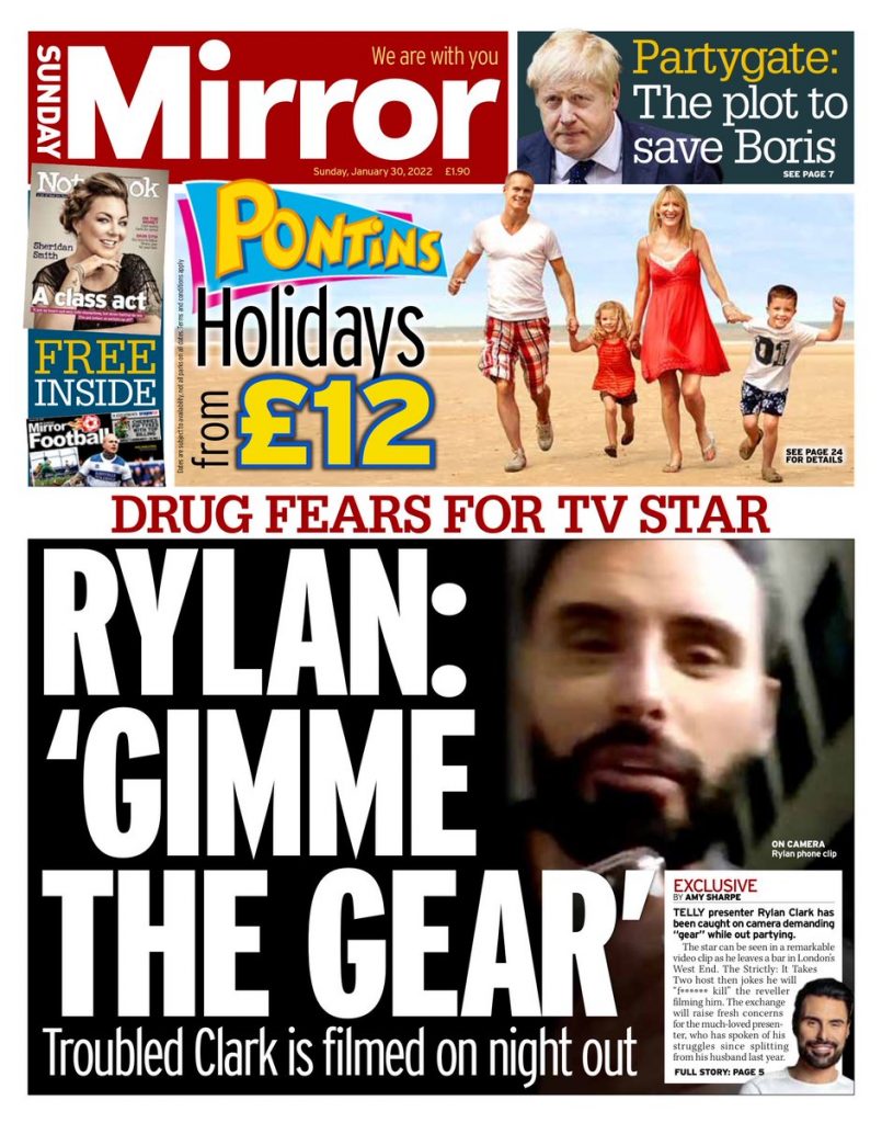 Sunday Mirror Front Page 30th of January 2022 Tomorrow's Papers Today!