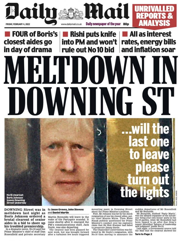 Daily Mail Front Page 4th of February 2022 Tomorrow's Papers Today!