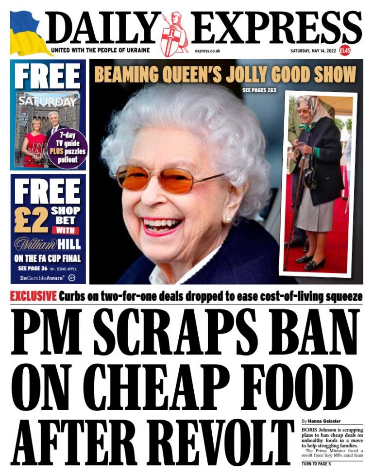 Daily Express Front Page 14th of May 2022 Tomorrow's Papers Today!