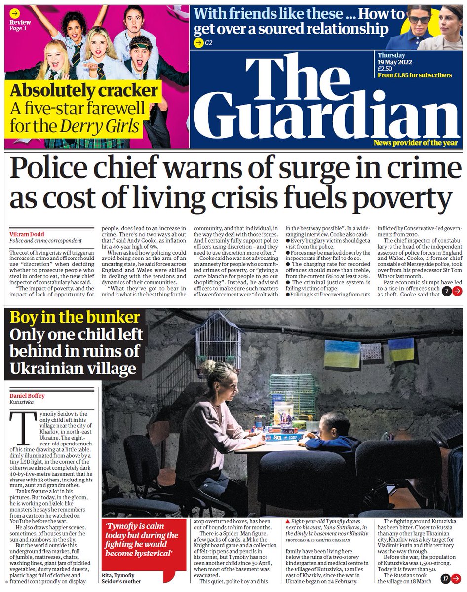 Guardian Front Page 19th of May 2022 - Tomorrow's Papers Today!