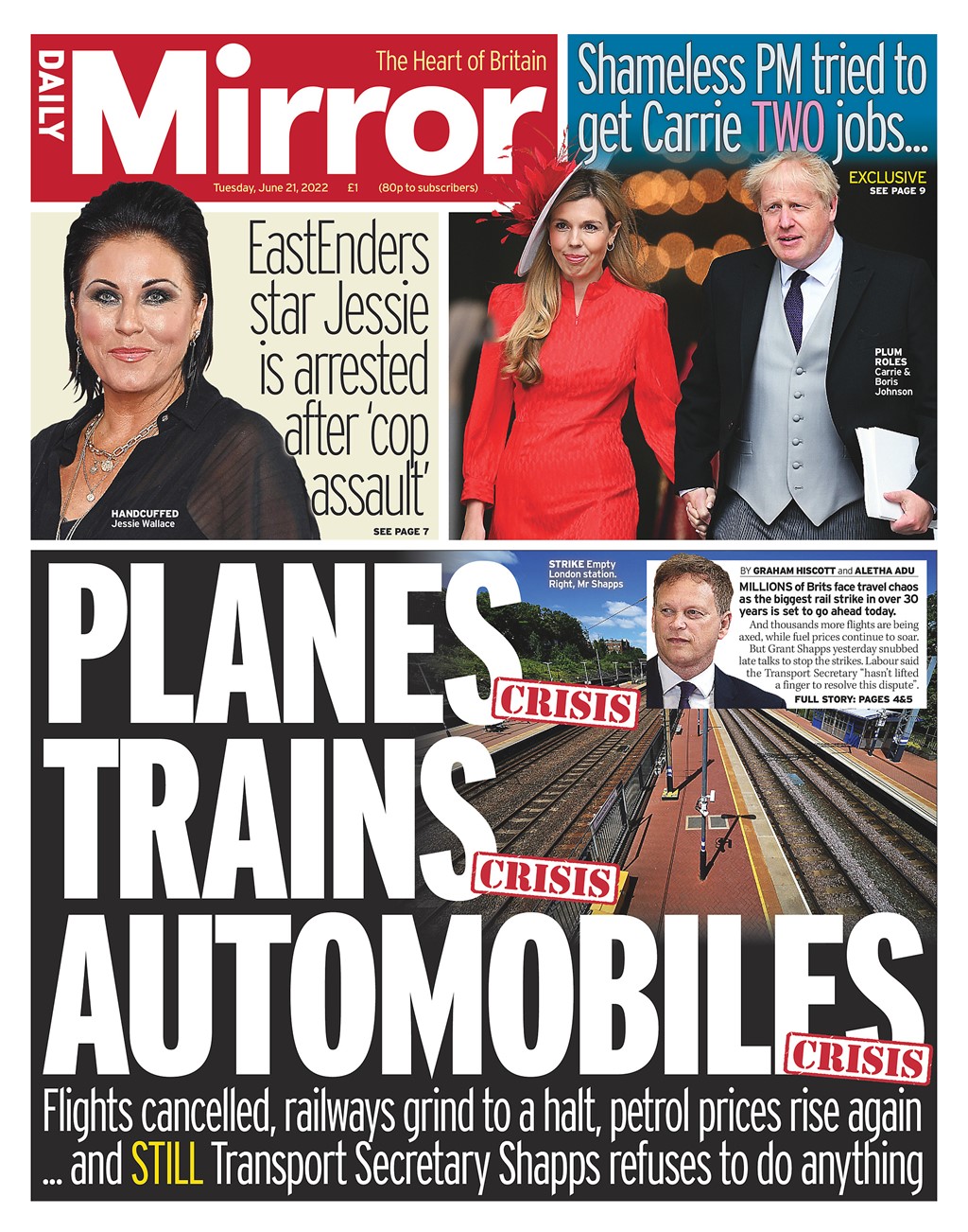Daily Mirror Front Page 21st Of June 2022 Tomorrow S Papers Today