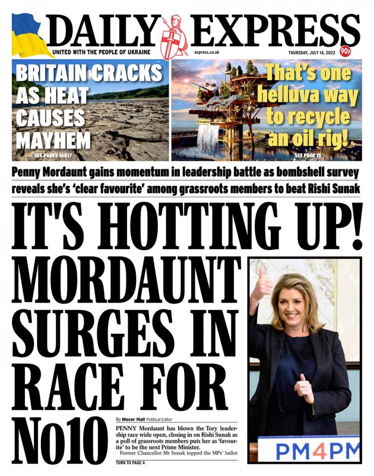 Daily Express Front Page 14th of July 2022 Tomorrow's Papers Today!