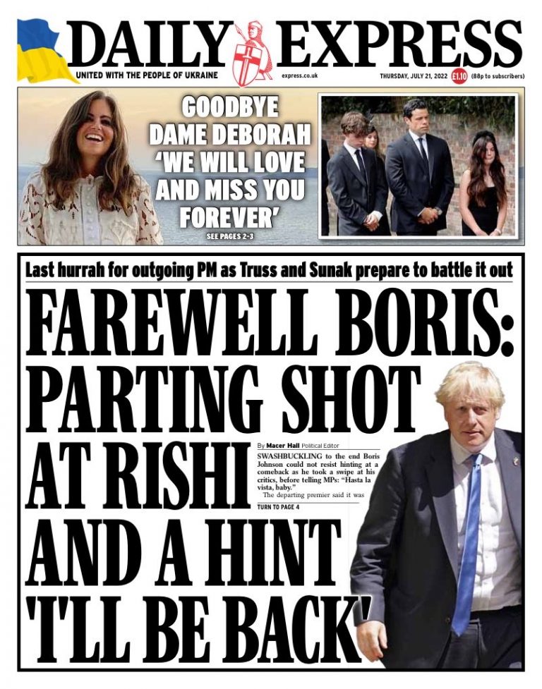 Daily Express Front Page 21st of July 2022 Tomorrow's Papers Today!