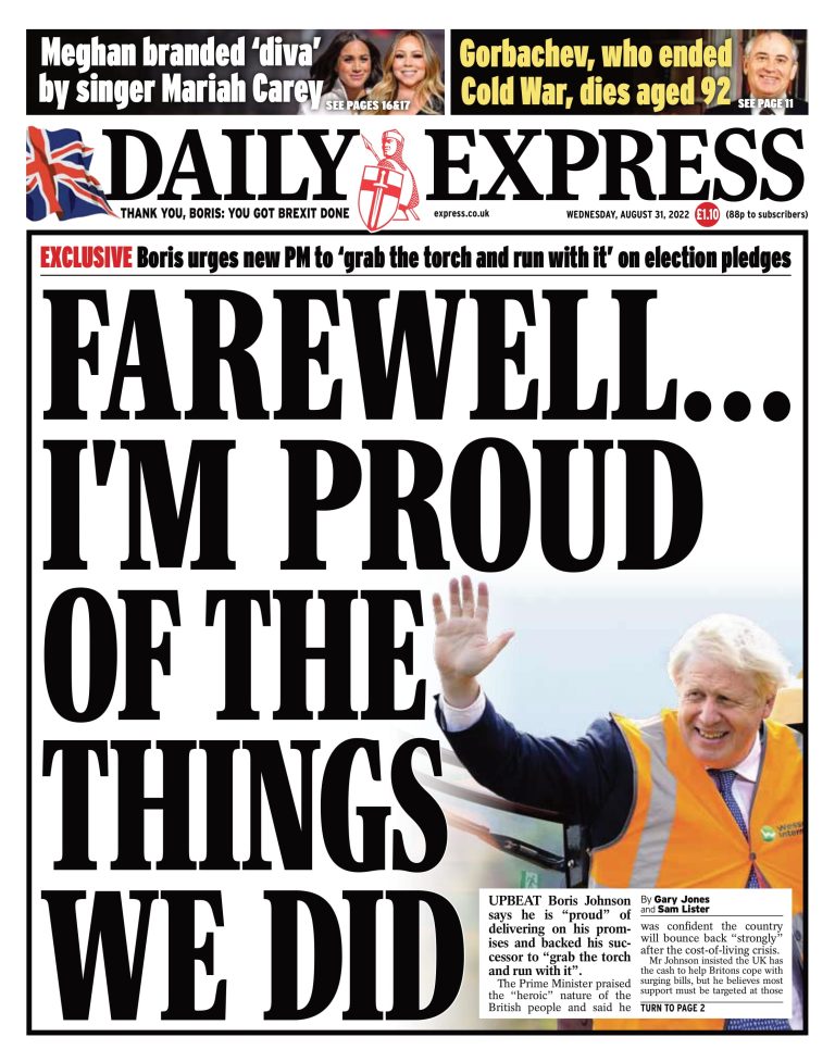 Daily Express Front Page 31st of August 2022 Tomorrow's Papers Today!