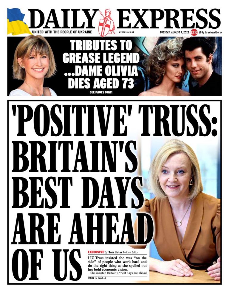 Daily Express Front Page 9th of August 2022 Tomorrow's Papers Today!