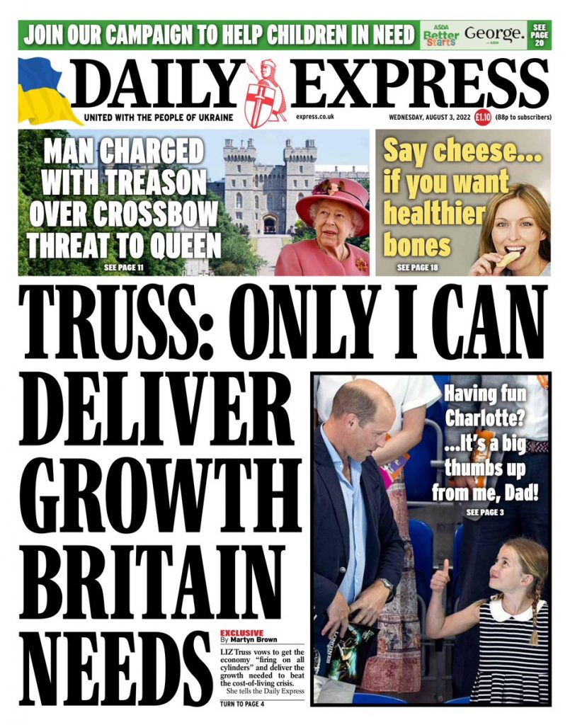 Daily Express Front Page 3rd of August 2022 Tomorrow's Papers Today!