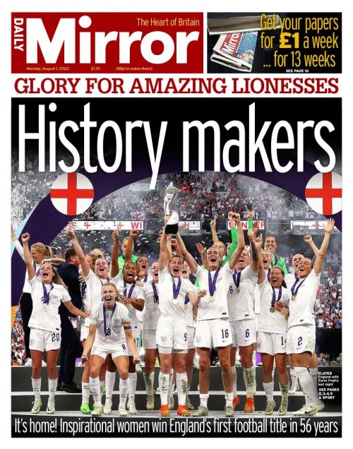 Daily Mirror Front Page 1st of August 2022 Tomorrow's Papers Today!
