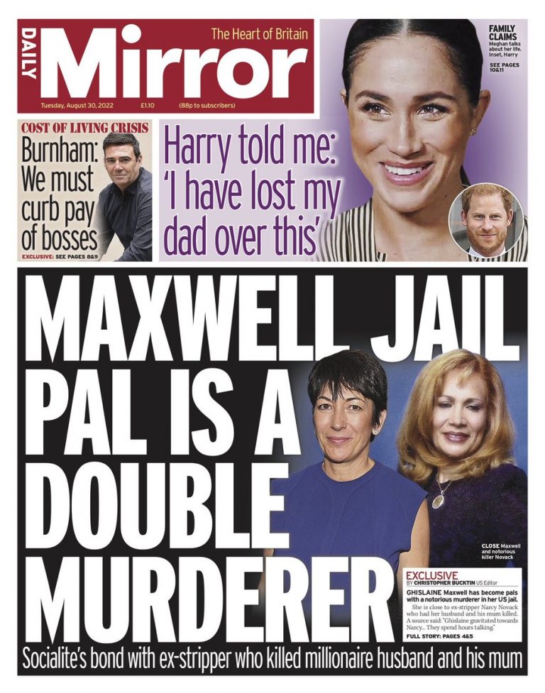 Daily Mirror Front Page 30th of August 2022 Tomorrow's Papers Today!