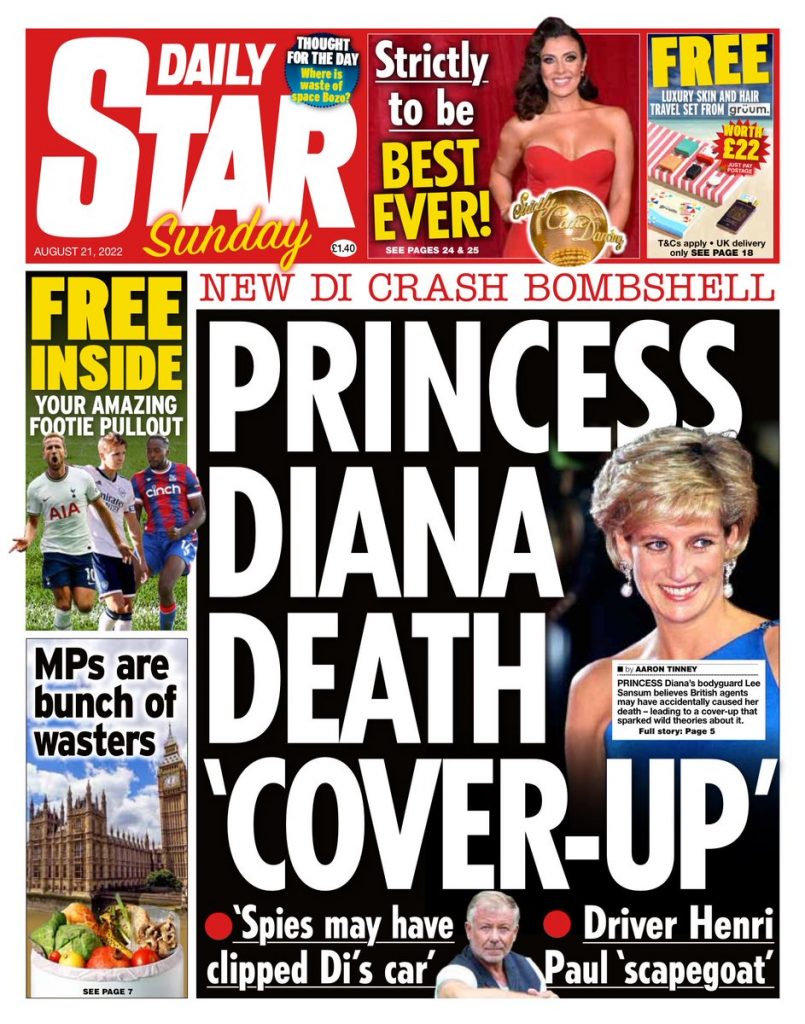Daily Star Sunday Front Page 21st of August 2022 Tomorrow's Papers Today!
