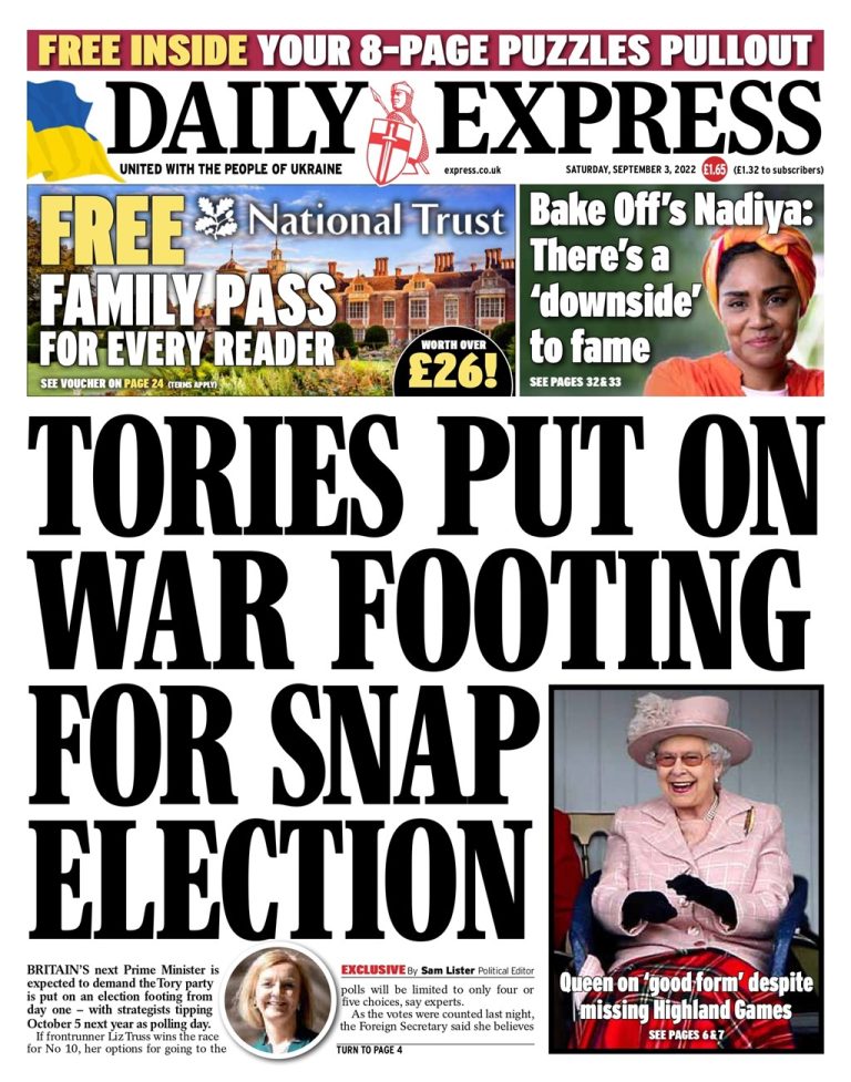 Daily Express Front Page 3rd of September 2022 Tomorrow's Papers Today!