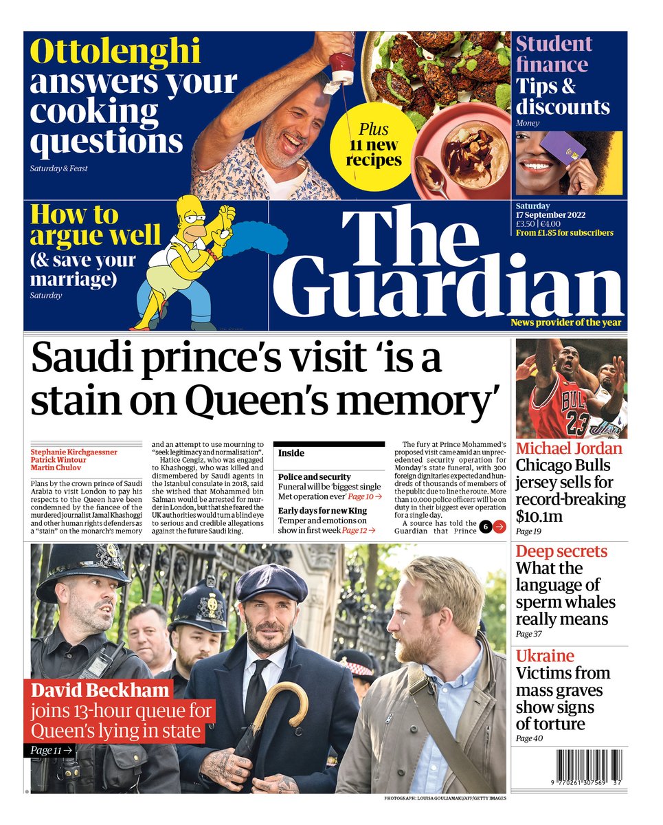 Guardian Front Page 17th of September 2022 Tomorrow's Papers Today!