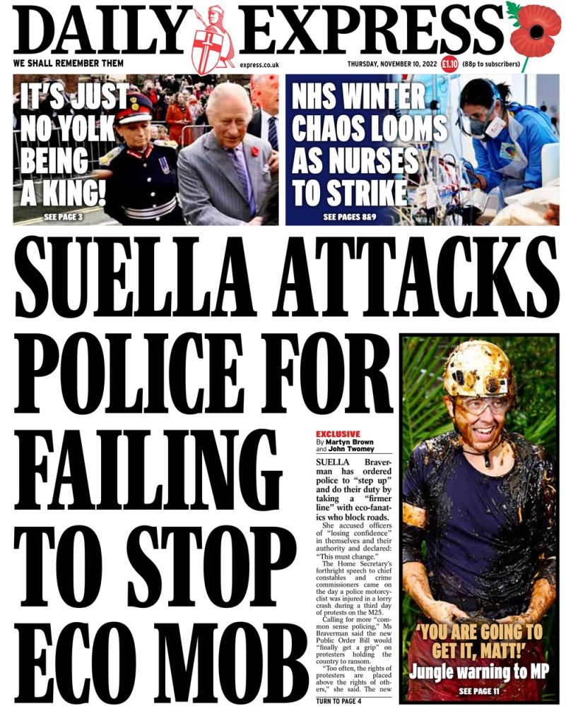 Daily Express Front Page 10th of November 2022 Tomorrow's Papers Today!