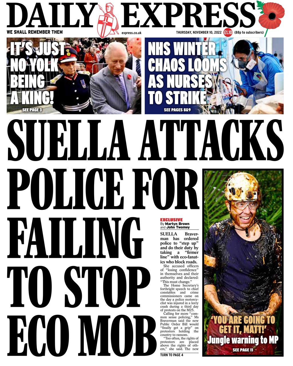 Daily Express Front Page 10th Of November 2022 Tomorrow S Papers Today