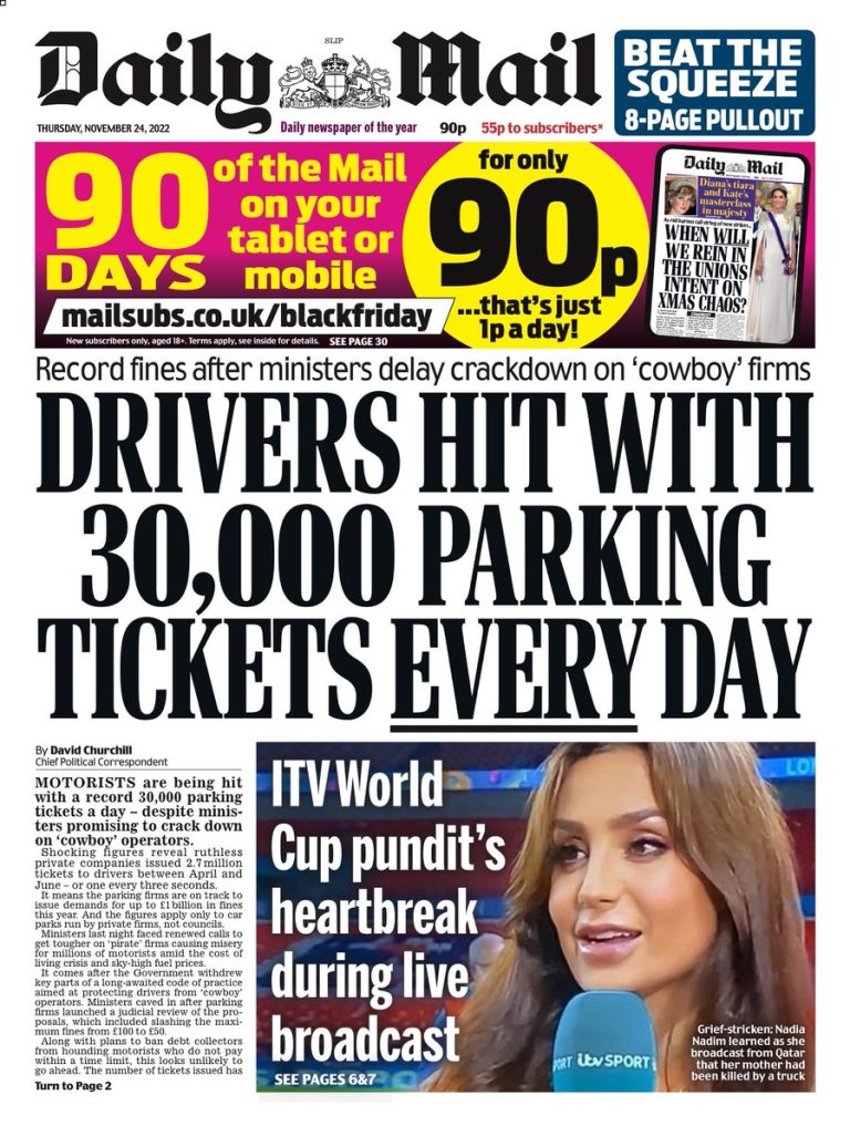 Daily Mail Front Page 24th of November 2022 Tomorrow's Papers Today!