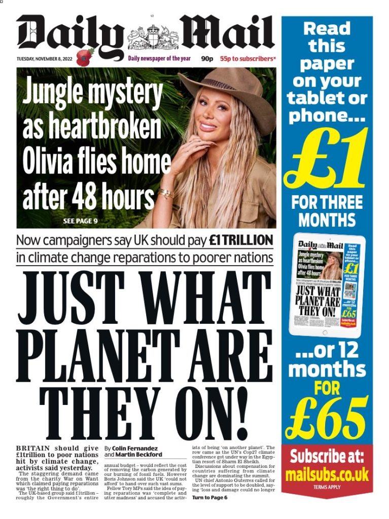 Daily Mail Front Page 8th of November 2022 Tomorrow's Papers Today!