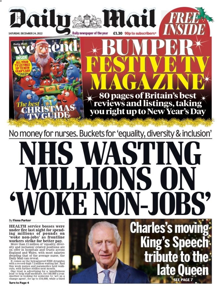 Daily Mail Front Page 24th of December 2022 Tomorrow's Papers Today!