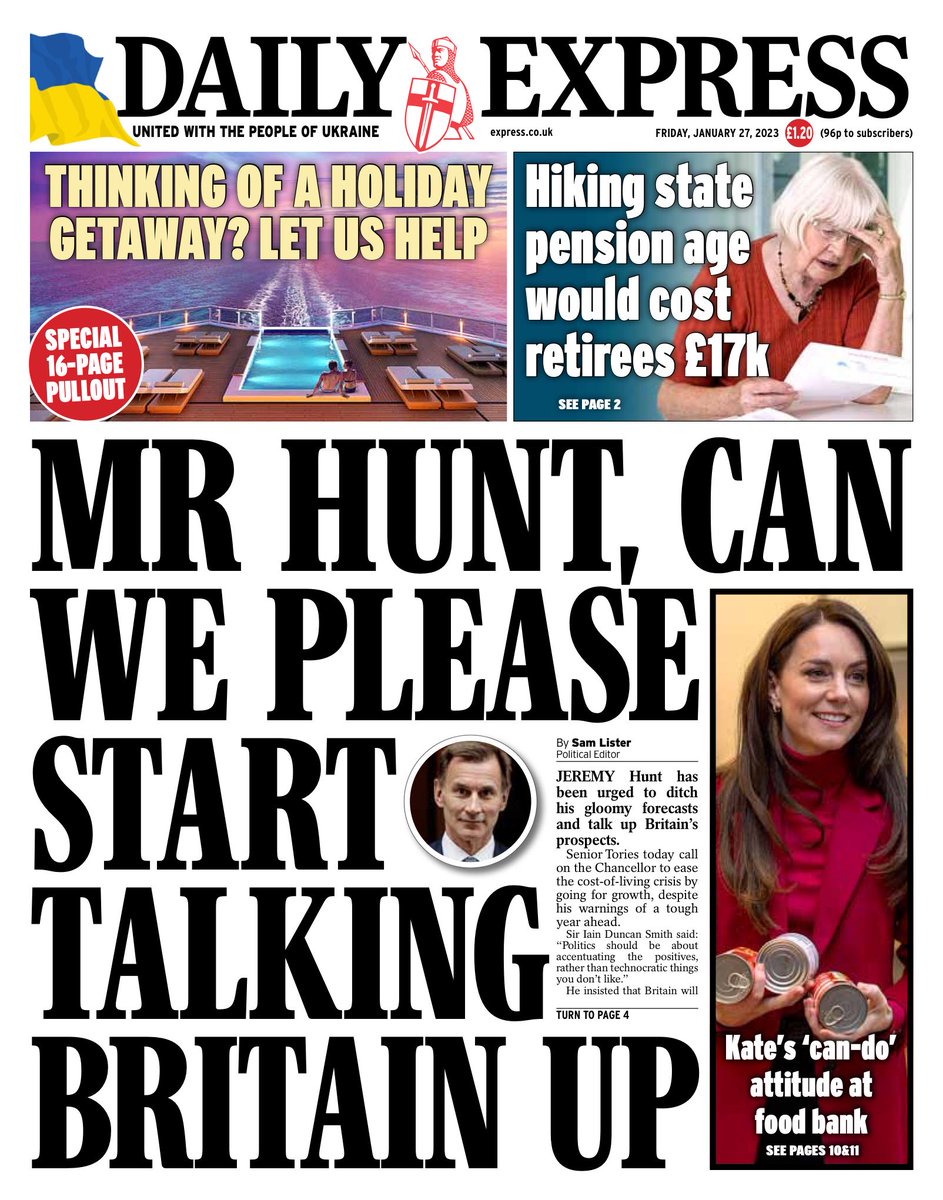 Daily Express Front Page 27th of January 2023 - Tomorrow's Papers Today!