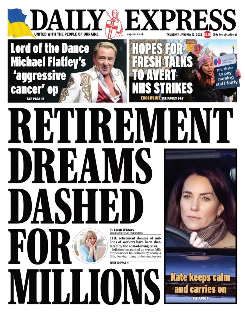 Daily Express Front Page 12th of January 2023 Tomorrow's Papers Today!